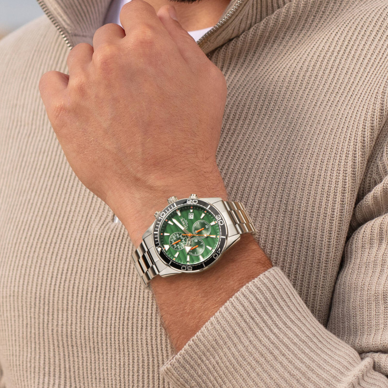 olympic-adam-ol72hss285-herenhorloge-staal-met-groene-wijzerplaat-en-stalen-band-rond-o-44-mm