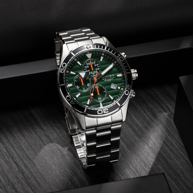 olympic-adam-ol72hss285-herenhorloge-staal-met-groene-wijzerplaat-en-stalen-band-rond-o-44-mm