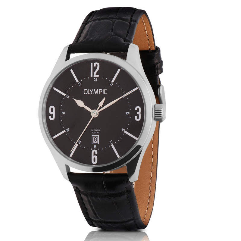 olympic-jurgen-ol72hsl078-herenhorloge-staal-met-zwarte-wijzerplaat-leren-band-rond-o-42-mm