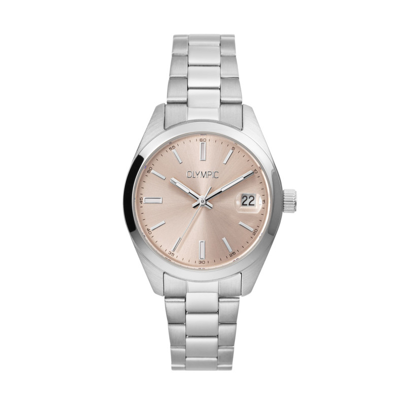 olympic-louise-ol75dss002-dameshorloge-staal-met-roze-wijzerplaat-en-zilverkleurige-kast