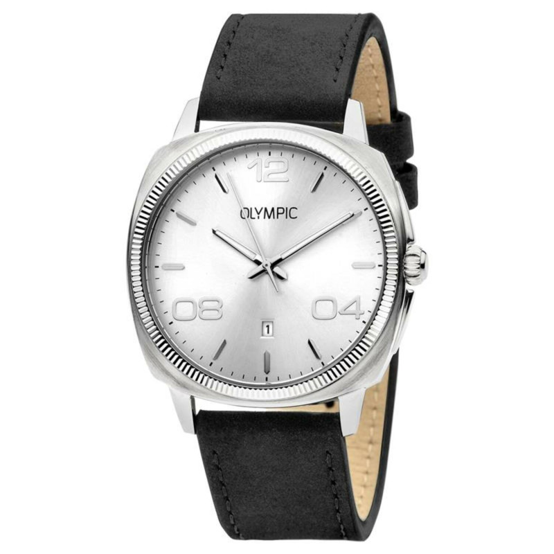 olympic-novara-ol66hsl014-herenhorloge-zilverkleurige-wijzerplaat-met-zwarte-leren-band-o-42-mm