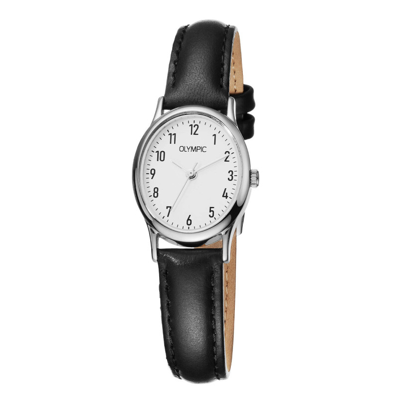 olympic-sophie-ol26dsl049-dameshorloge-witte-wijzerplaat-en-zwarte-leren-band-ovaal-o-27-mm