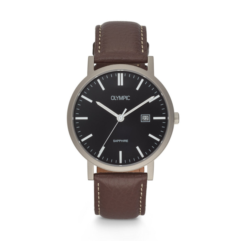 olympic-titanium-ol26htl222-herenhorloge-met-bruine-leren-band-en-zwarte-wijzerplaat