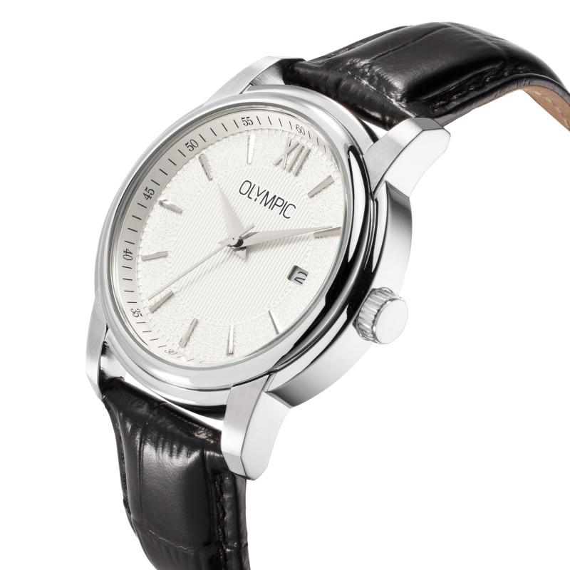 olympic-victor-ol89hsl058-herenhorloge-met-stalen-kast-en-zwarte-leren-band-o-39-mm