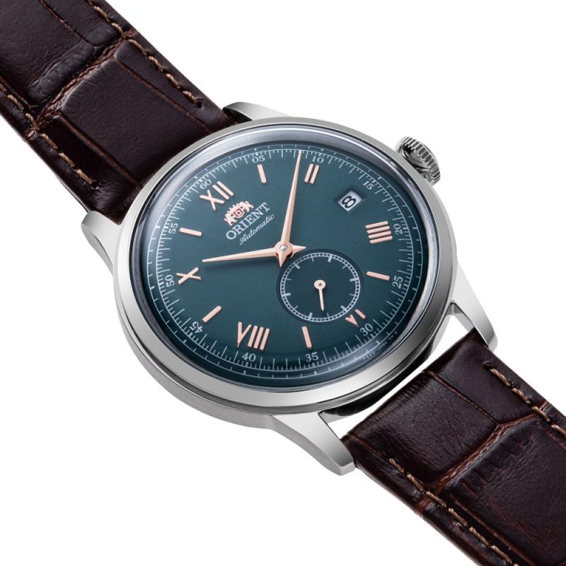 orient-bambino-automatic-ra-ap0102e30b-automatisch-horloge-met-stalen-kast-en-groene-wijzerplaat-o-38-mm