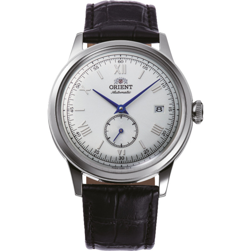 orient-bambino-ra-ap0104s30b-automatisch-horloge-met-leren-band-en-stalen-kast-o-38-mm