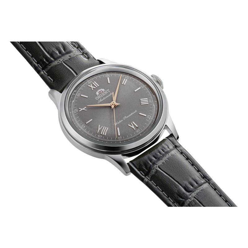orient-bambino-ra-bb0006n30b-automatisch-herenhorloge-met-grijze-leren-band-en-stalen-kast-38-mm