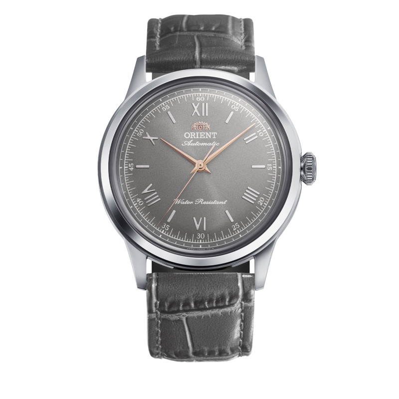 orient-bambino-ra-bb0006n30b-automatisch-herenhorloge-met-grijze-leren-band-en-stalen-kast-38-mm