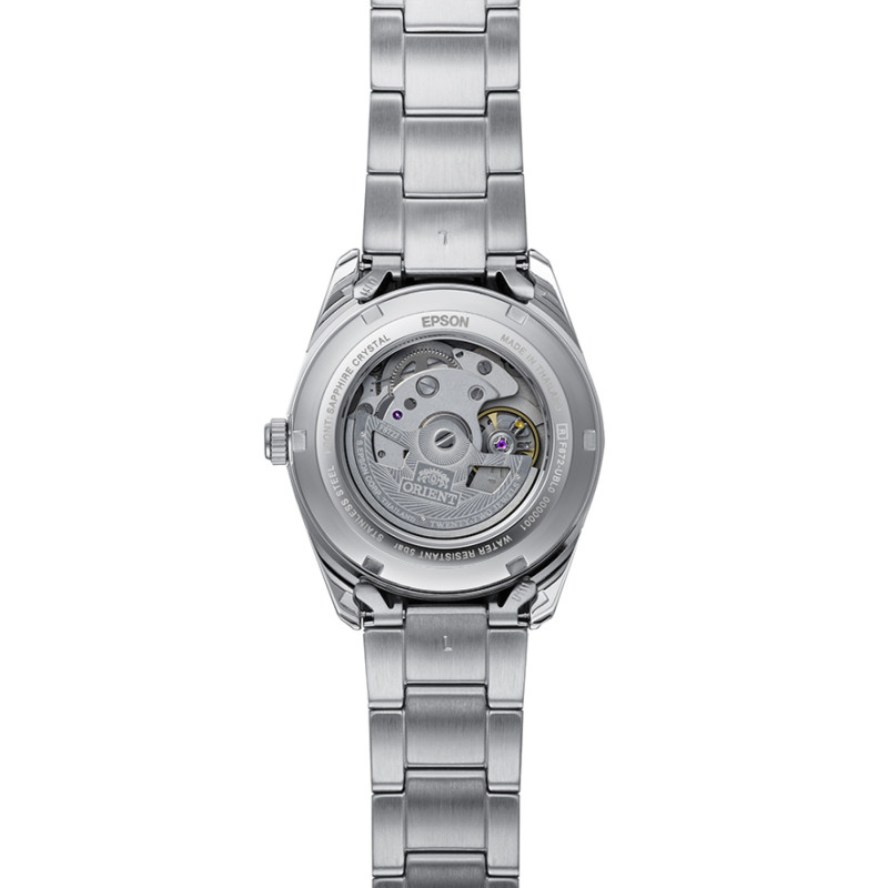 orient-stretto-ra-ac0r08y30b-oranje-automatisch-horloge-met-zilverkleurige-schakelband-39-mm