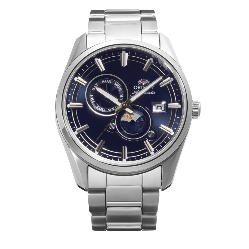 orient-stretto-ra-ak0315l30b-maanfase-horloge-met-stalen-schakelband-en-blauwe-wijzerplaat-42-mm
