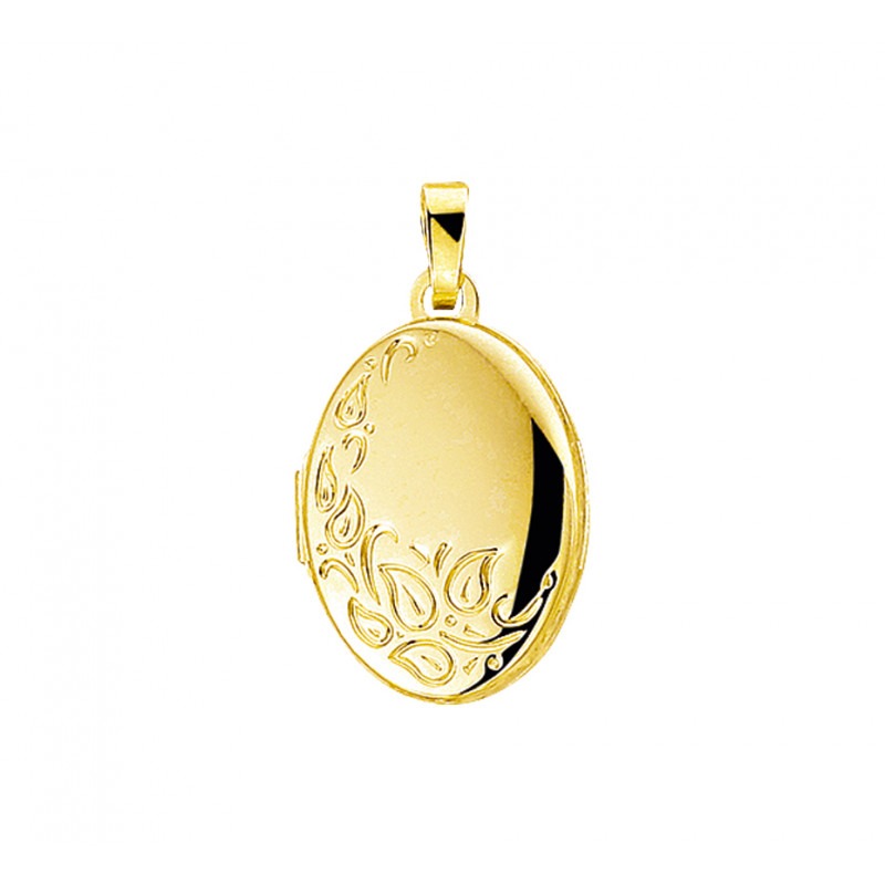 Kneden Dollar College Gouden medaillon ovaal met bloemmotief 18.5x14 mm | Mostert Juweliers