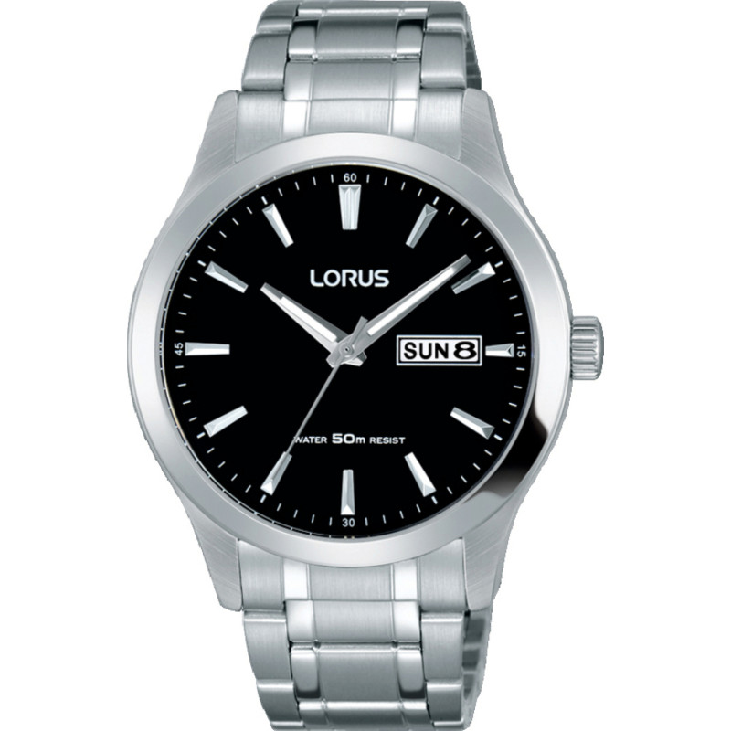 lorus-rxn23dx5-herenhorloge-met-zilverkleurige-stalen-band-en-zwarte-wijzerplaat-40-mm