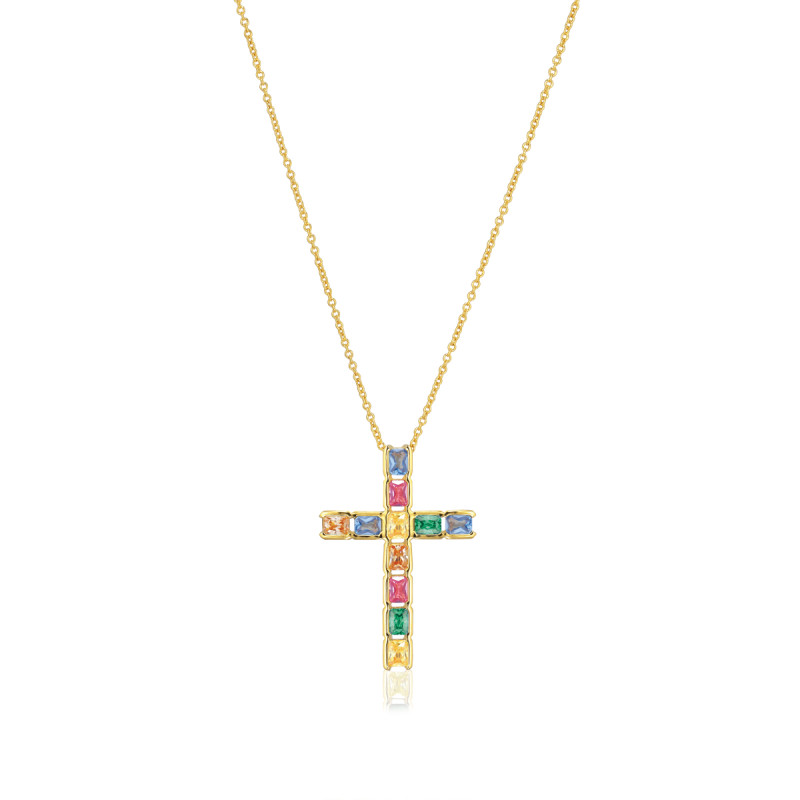 sif-jakobs-roccanova-sj-n2396-xcz-yg-goudkleurige-ketting-kruishanger-met-multicolor-zirkonia-24-mm-breed-lengte-45-cm