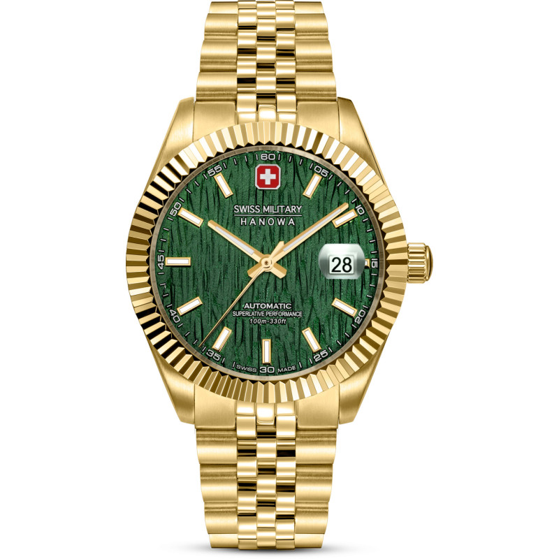 swiss-military-hanowa-master-diligenter-smwgl0005412-herenhorloge-van-gold-plated-staal-met-groene-wijzerplaat
