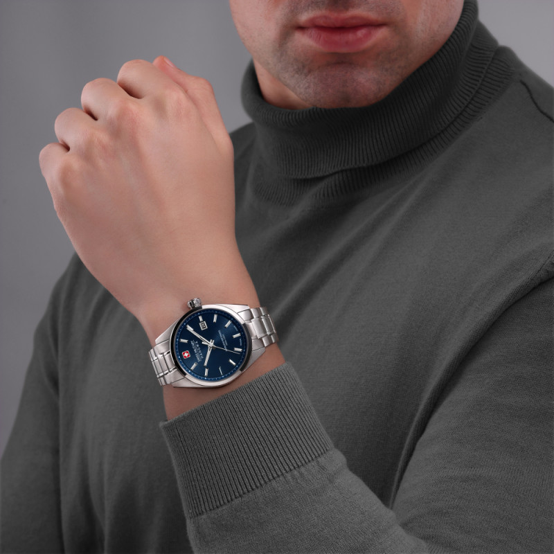 swiss-military-hanowa-pioneer-smwgh0004103-quartz-horloge-met-blauwe-wijzerplaat-en-stalen-band-41-mm