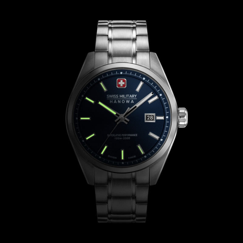 swiss-military-hanowa-pioneer-smwgh0004103-quartz-horloge-met-blauwe-wijzerplaat-en-stalen-band-41-mm