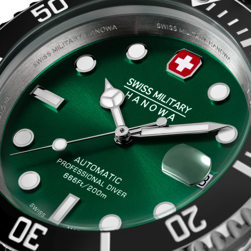 swiss-military-hanowa-sealord-smwgl0006302-automatisch-horloge-met-groene-wijzerplaat-en-stalen-band-o-41-mm