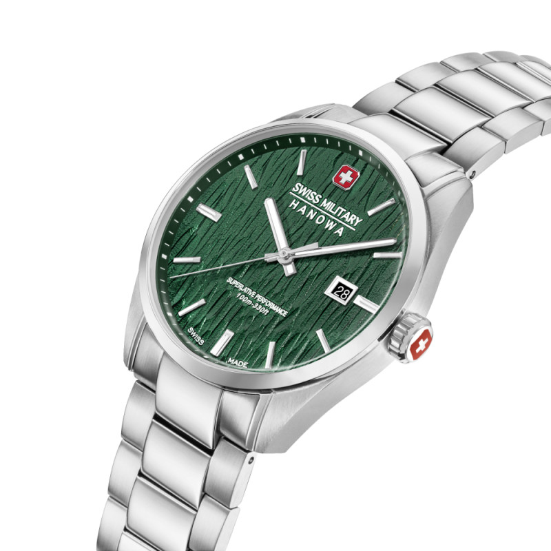 swiss-military-hanowa-silver-fir-smwgh0006101-herenhorloge-van-zilverkleurig-staal-en-groene-wijzerplaat-42-mm