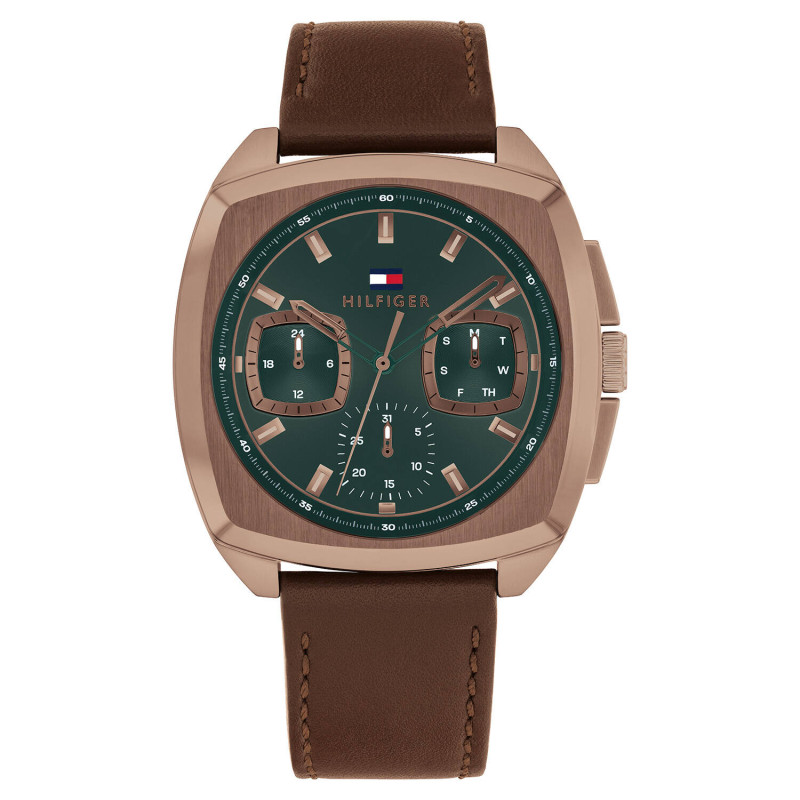 tommy-hilfiger-apollo-th1710557-chronograaf-herenhorloge-met-leren-band-groene-wijzerplaat-vierkante-bruine-kast-o-41-mm