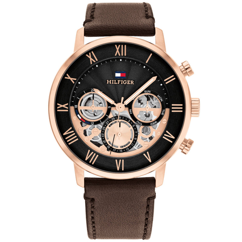 tommy-hilfiger-legend-th1710566-chronograaf-herenhorloge-met-leren-band-rosekleurige-kast-zwarte-wijzerplaat-o-44-mm