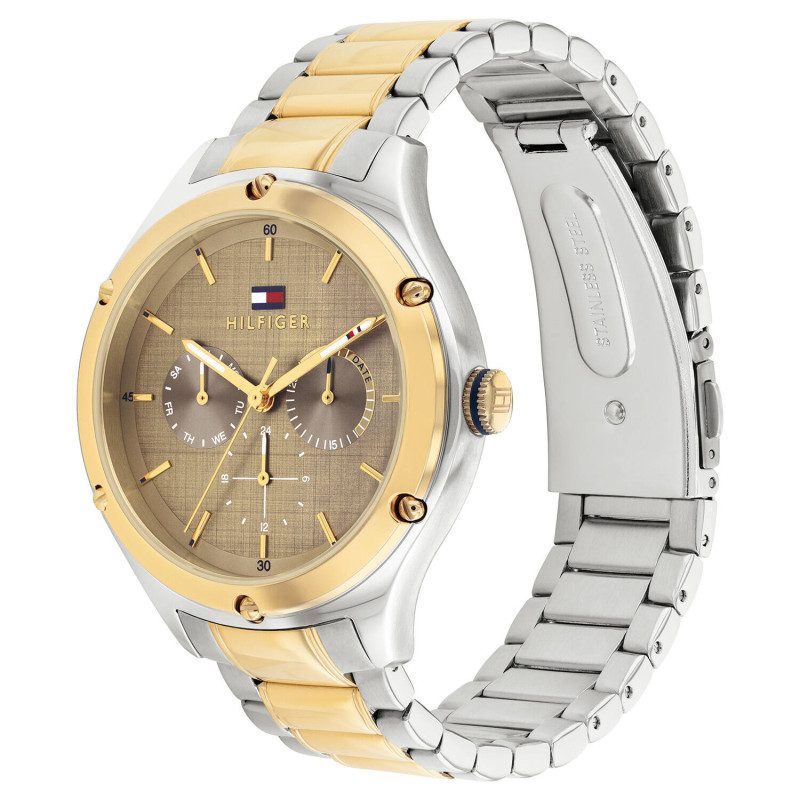 tommy-hilfiger-lexi-th1782658-dameshorloge-met-stalen-band-en-bruine-wijzerplaat-zilverkleurig-o-40-mm