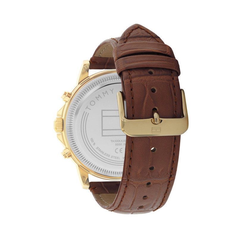 tommy-hilfiger-stewart-th1710631-chronograaf-herenhorloge-met-leren-band-zilverkleurige-wijzerplaat-goudkleurige-kast-o-44-mm