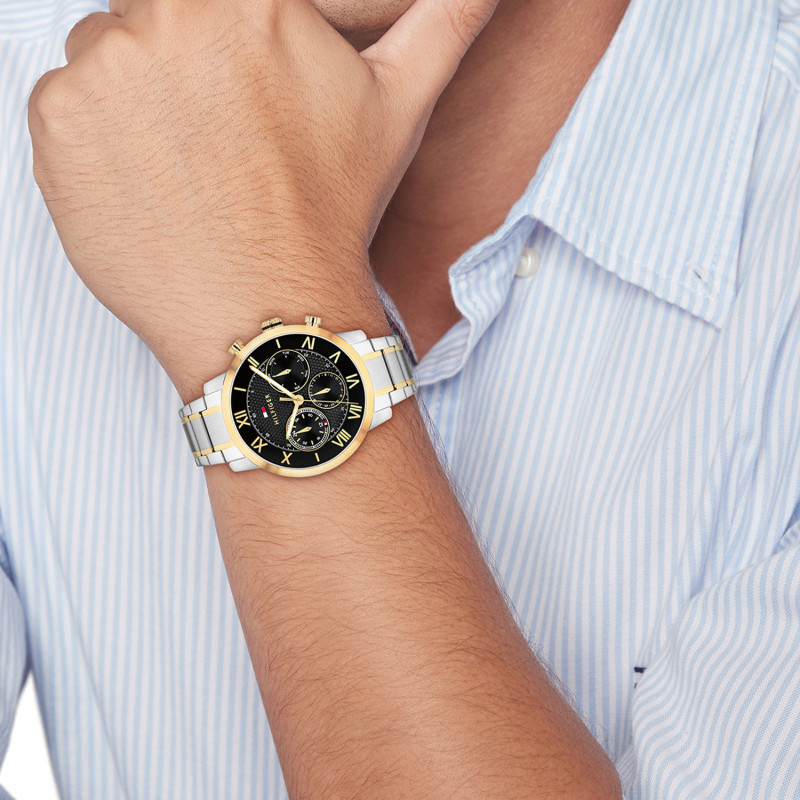 tommy-hilfiger-th-o-x-ford-th1710729-herenhorloge-bicolor-staal-met-zwarte-wijzerplaat-diameter-42-mm