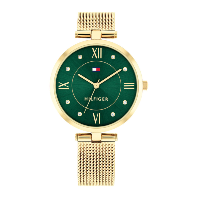 tommy-hilfiger-th1782711-ella-dameshorloge-goudkleurig-met-groene-wijzerplaat-en-mesh-band-o-34-mm