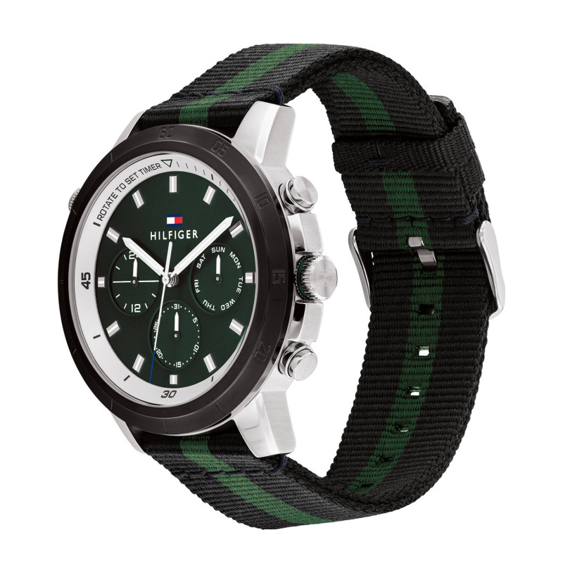 tommy-hilfiger-troy-th1792107-chronograaf-herenhorloge-met-zwarte-band-groene-wijzerplaat-o-46-mm