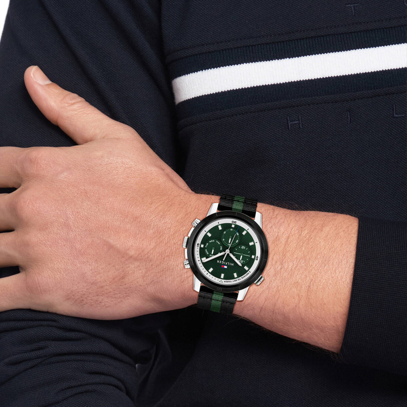 tommy-hilfiger-troy-th1792107-chronograaf-herenhorloge-met-zwarte-band-groene-wijzerplaat-o-46-mm