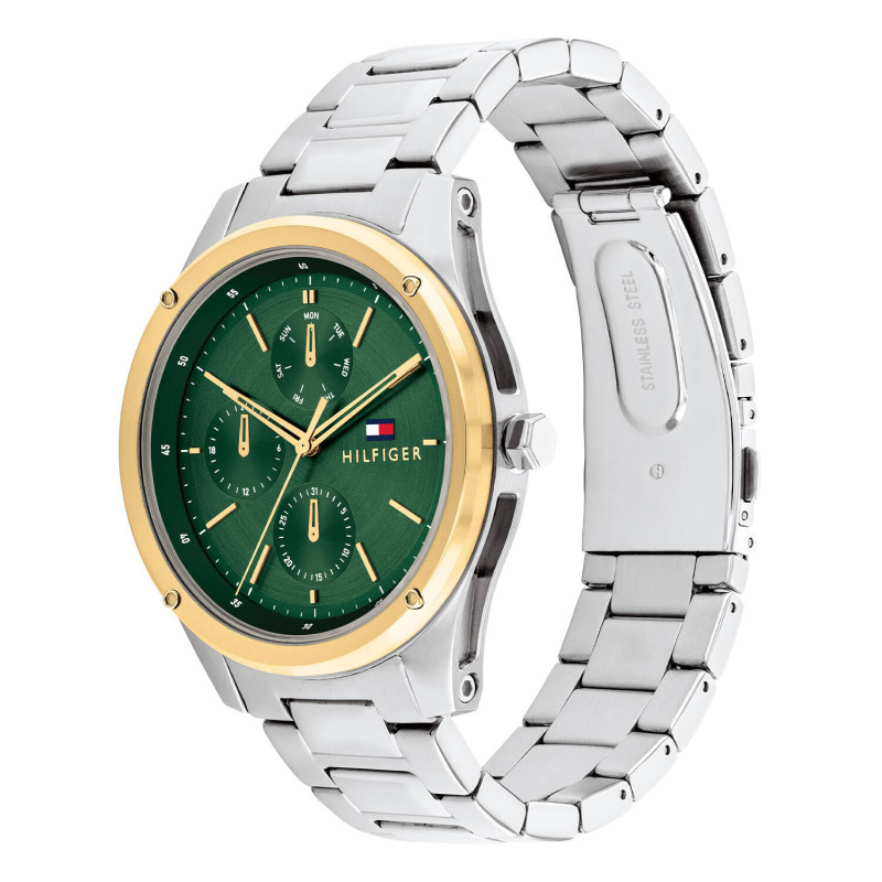 tommy-hilfiger-tyler-th1710537-herenhorloge-rond-zilverkleurig-staal-met-groene-wijzerplaat-o-43-mm