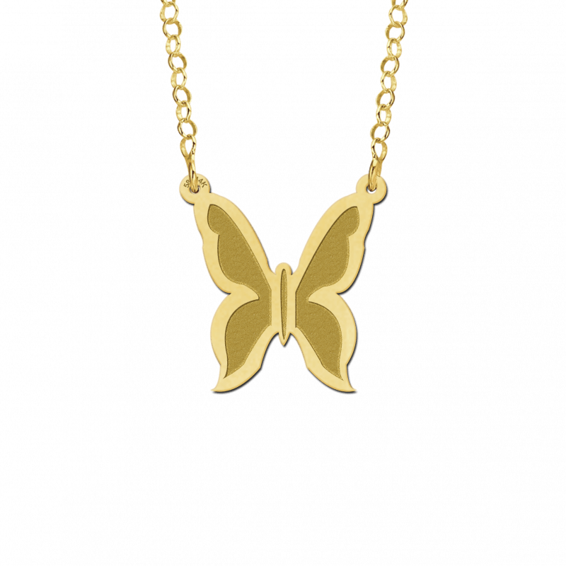Gouden vlinder hanger inclusief ketting