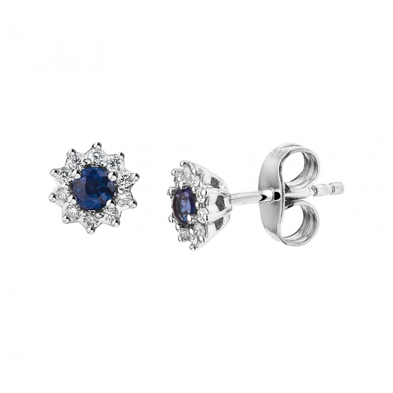 snelheid hel Herkenning Diamanten oorbellen met saffier 6 mm | Mostert Juweliers