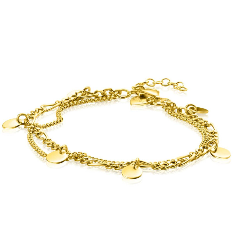 zinzi-zia2368-goudkleurige-armband-met-dubbele-schakels-en-rondjes-11-mm-breed-lengte-16-19-cm