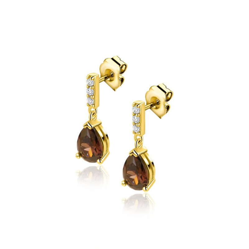zinzi-zio2804-goudkleurige-oorstekers-met-bruine-druppel-steen-5-mm-breed-hoogte-16-mm