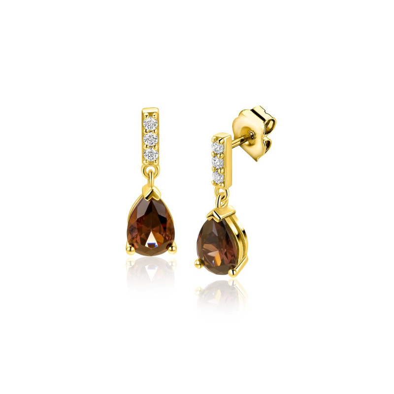 zinzi-zio2804-goudkleurige-oorstekers-met-bruine-druppel-steen-5-mm-breed-hoogte-16-mm