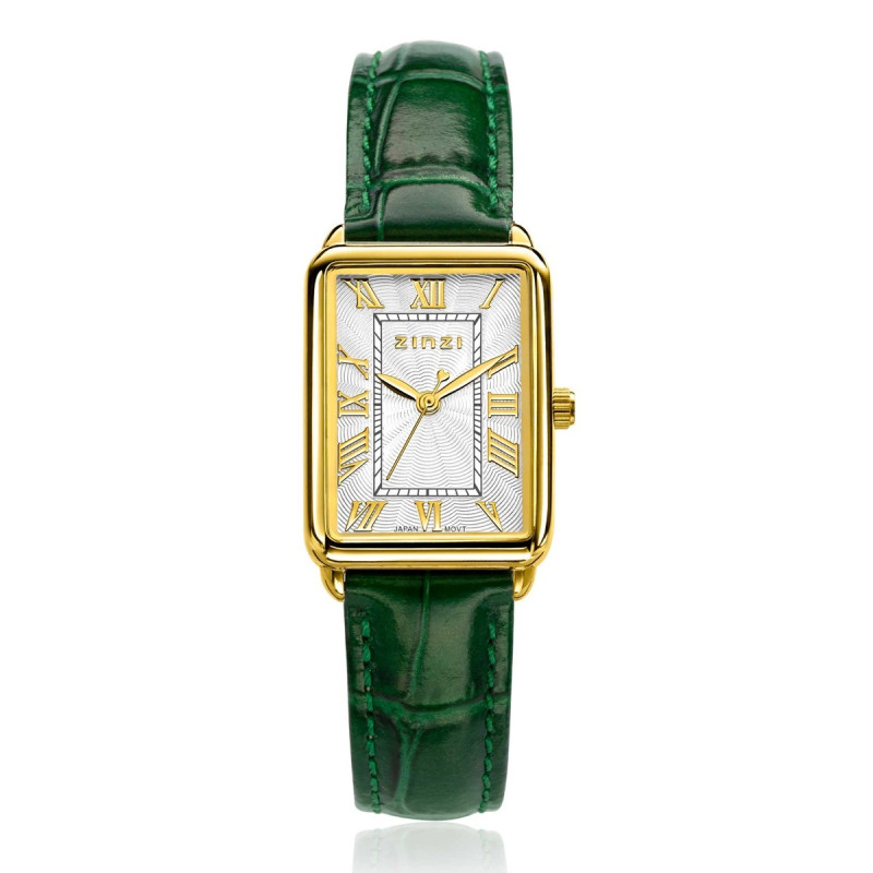 zinzi-ziw1907g-bicolor-stalen-horloge-met-groene-leren-krokoprint-band-o-28-mm