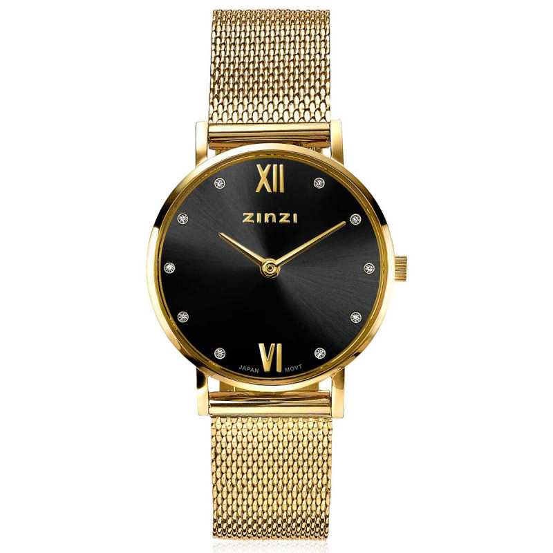 zinzi-ziw643m-gold-plated-stalen-horloge-met-zwarte-wijzerplaat-en-mesh-band-o-28-mm