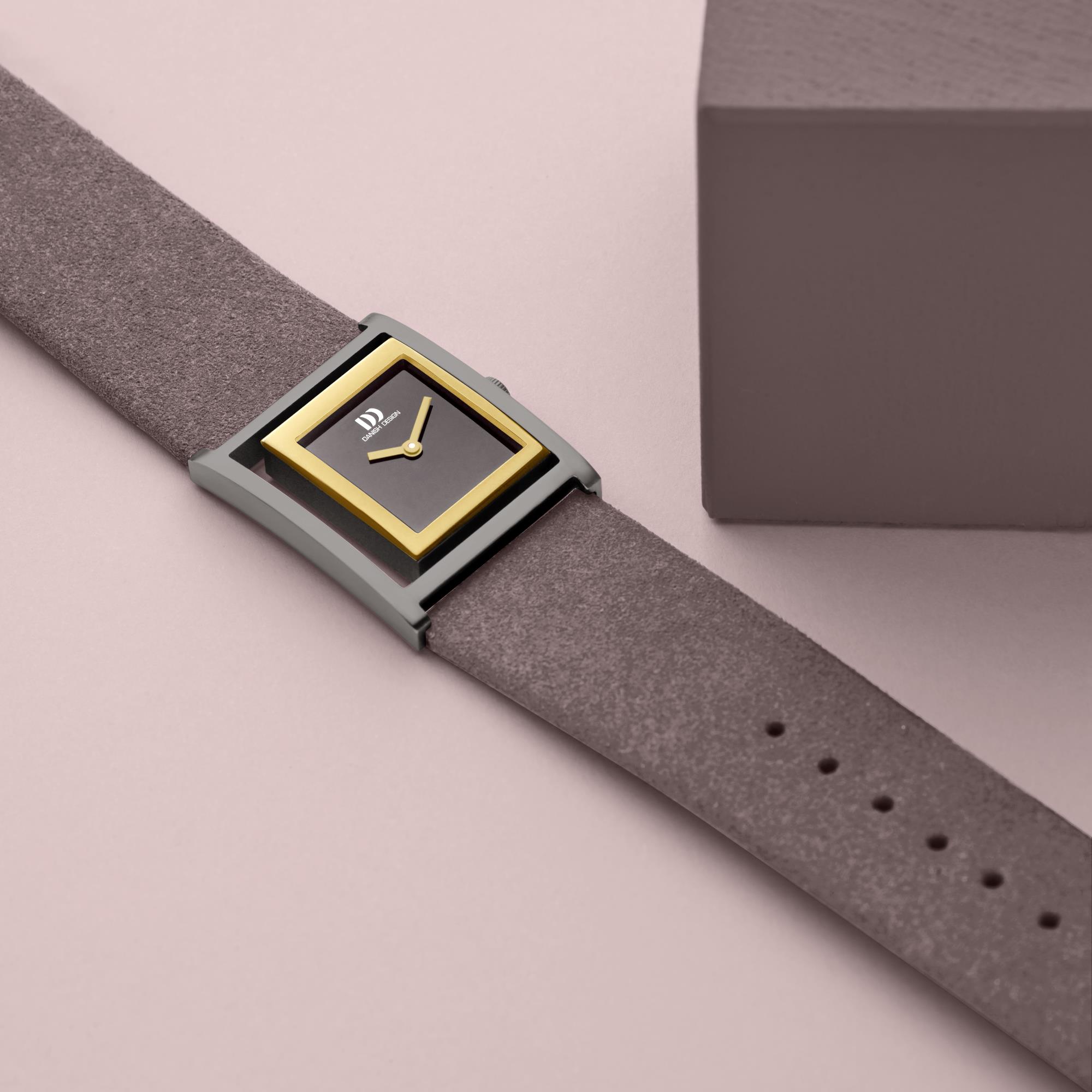 Danish Design PICO² IV16Q1292 Horloge met taupe microvezel band en taupe wijzerplaat