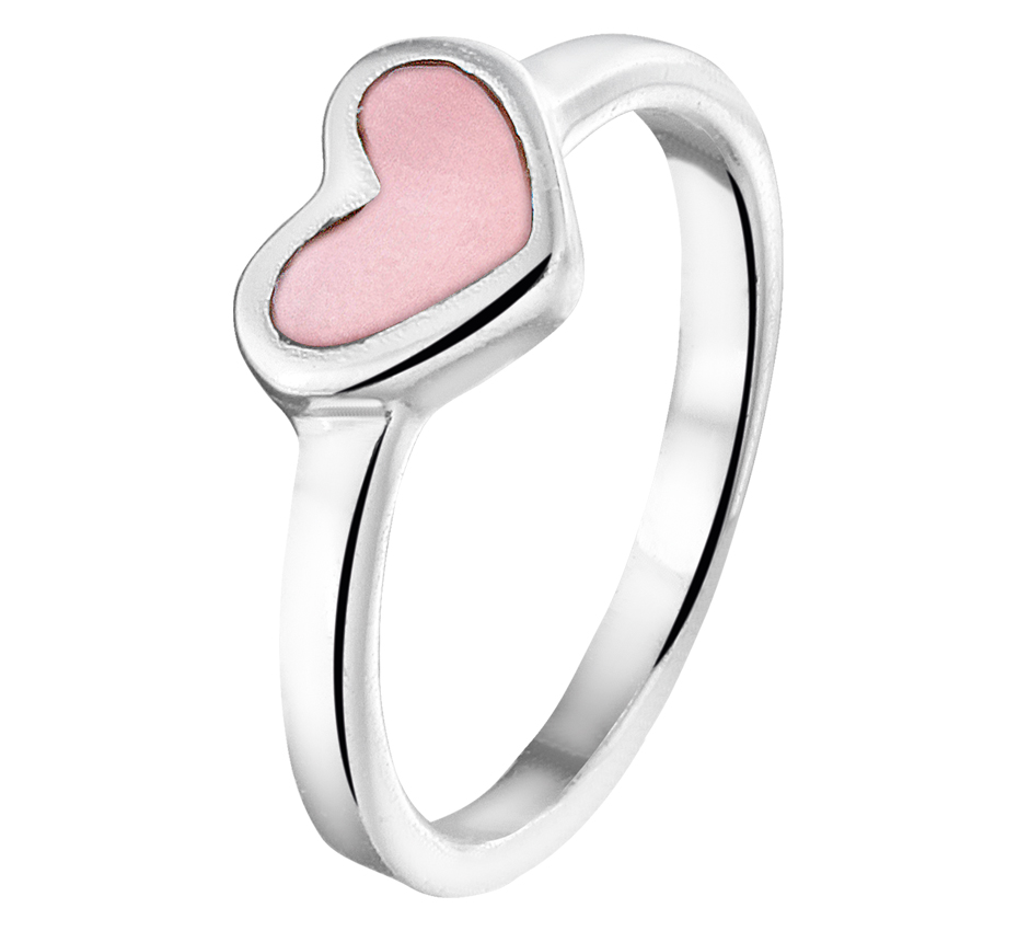 Kinderring van zilver met emaille en liefdethema 5.5 mm