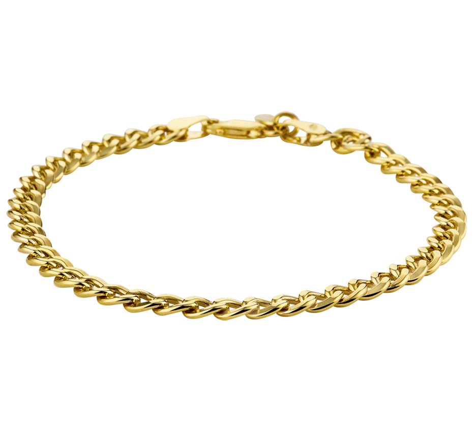 Gourmetschakel schakelarmband van goud 5 mm zilgold - lengte 19 cm