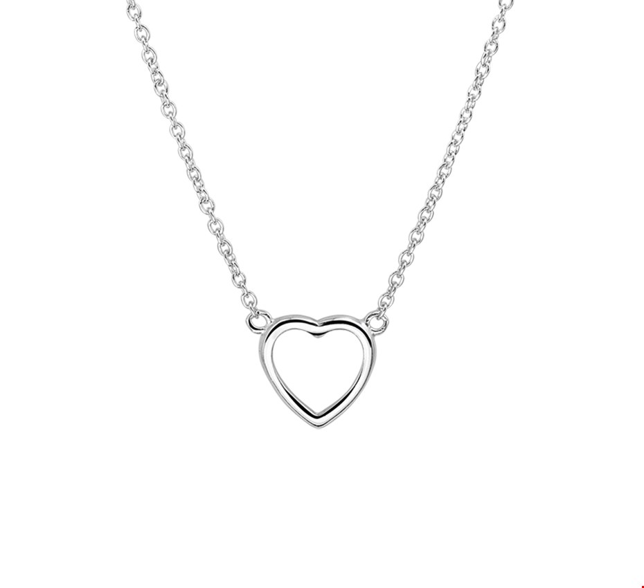 Klassiek open hartjes ketting 1.3 mm 41+4 cm gerhodineerd