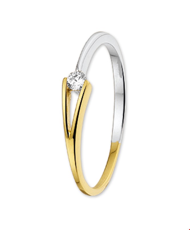 Prachtige ring bicolor zirkonia