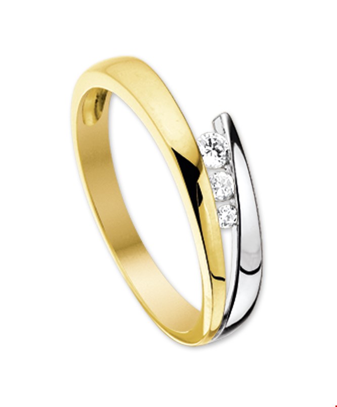 Mooie zirkonia ring bicolor van 5.5 mm