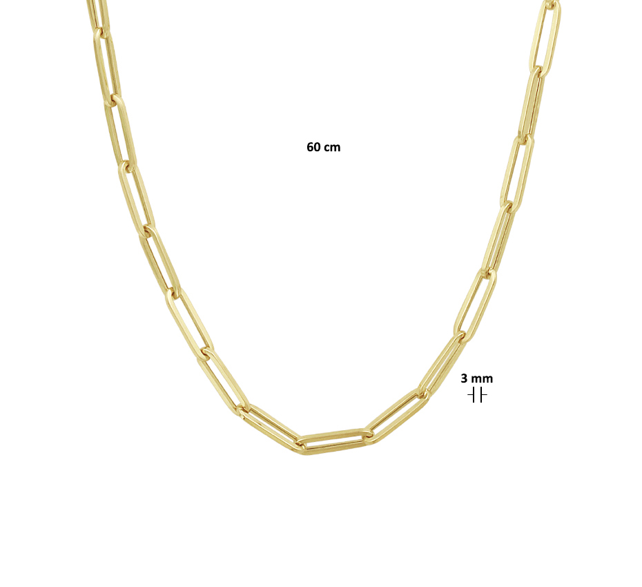Collier paperclip schakel 3 mm 14-krt goud