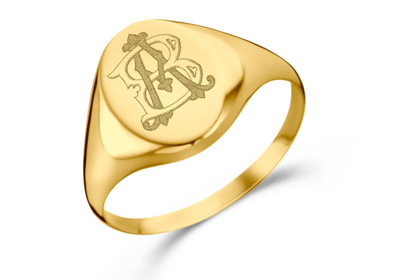 Ovalen zegelring met monogram