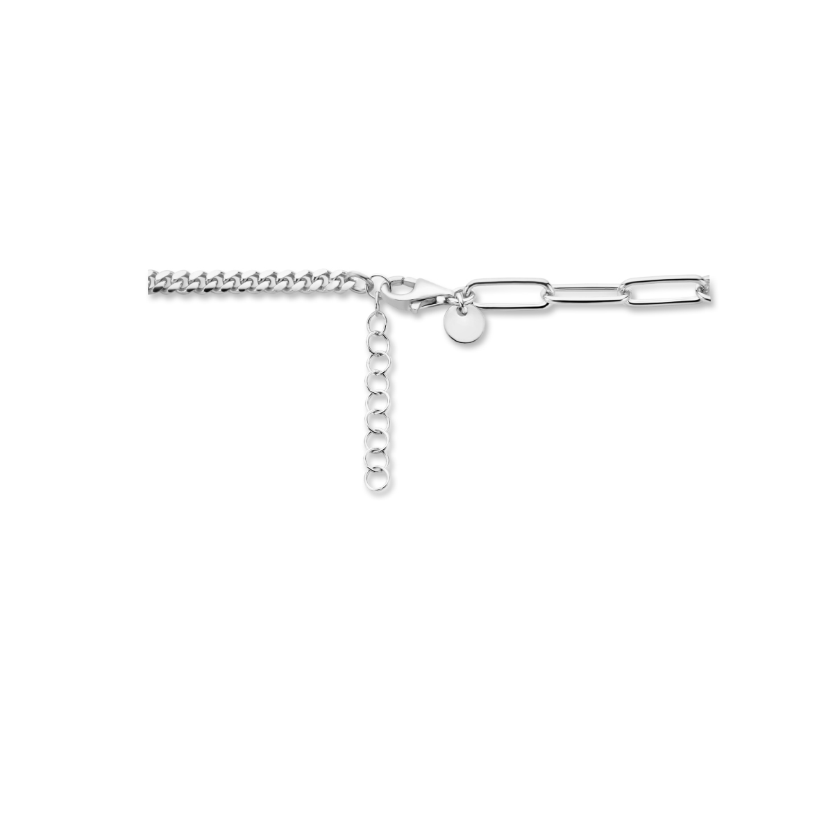 Zilveren schakelketting paperclip- en gourmetschakel