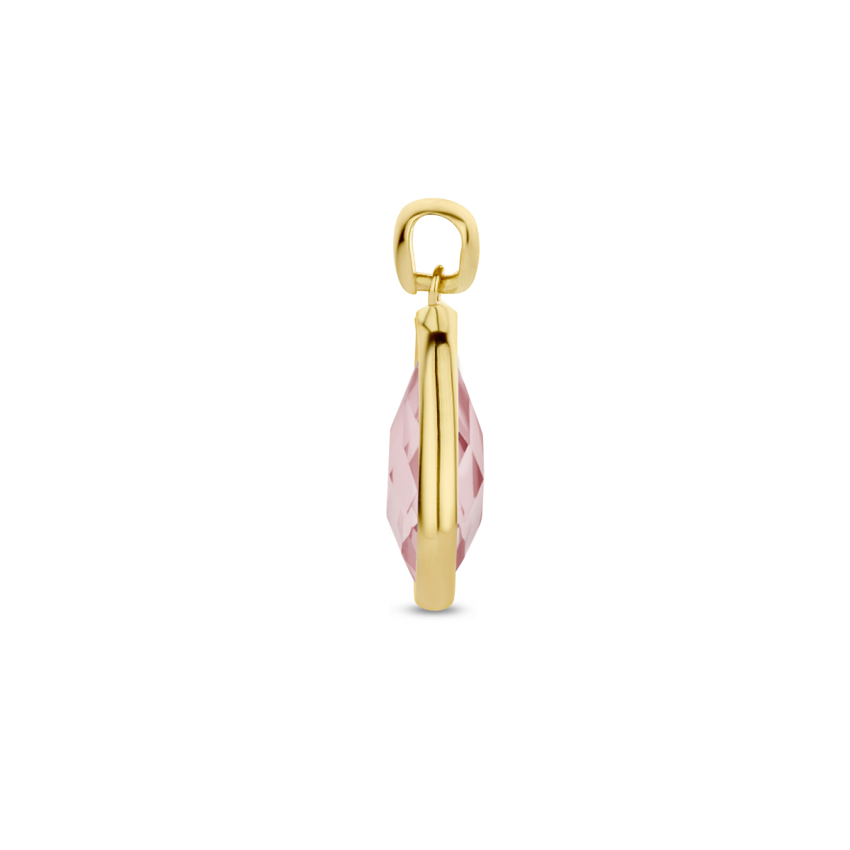 Gouden druppelvormige hanger met rhodoliet kwarts 2.10 crt 