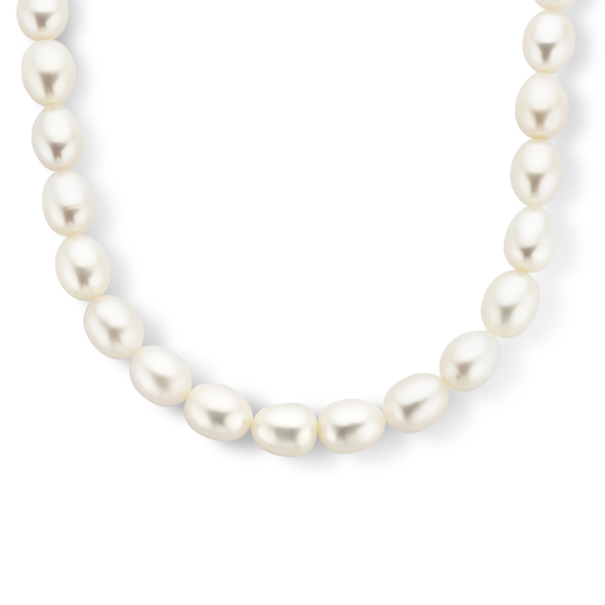 Stijlvolle zilveren parelketting 9 mm breed -  Lengte 42 + 4 cm
