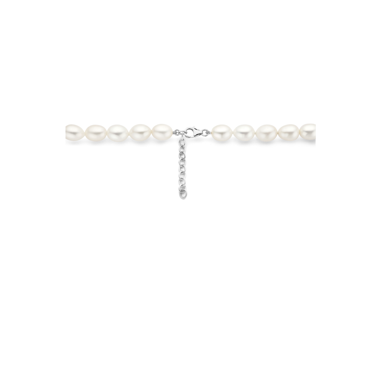 Stijlvolle zilveren parelketting 9 mm breed -  Lengte 42 + 4 cm
